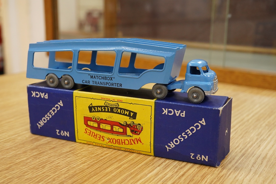 Fourteen Matchbox Series and early boxed Models of Yesteryear, including three Major Packs; No.1; Caterpillar Earthmover, No.3; Mighty Antar tank transporter and Centurion tank, No.6; Scammell transporter, together with